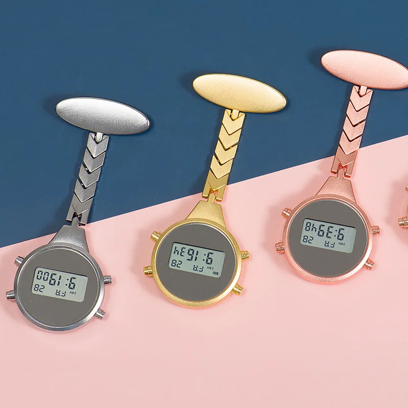Electronic digital display nurse watch pocket watch wholesale metal lettering medical chest watch stopwatch alarm student pocket