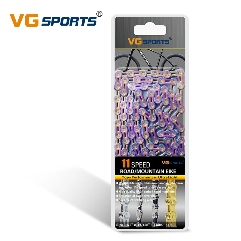 
VG Sports Ultralight 11 Speed Bicycle Chain Bike Chain Half Hollow 116L Colorful/rainbow Mountain MTB Road Bike Chains 