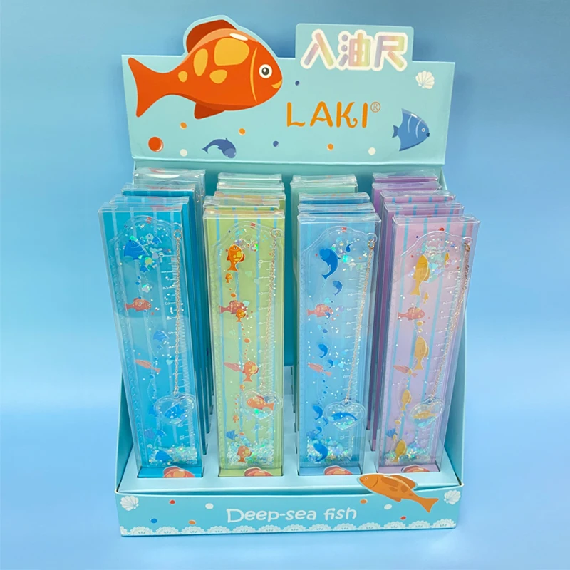 School Stationery Plastic Fashion Design Ruler Straight Ruler Multiple Colors Custom Liquid Ruler for School