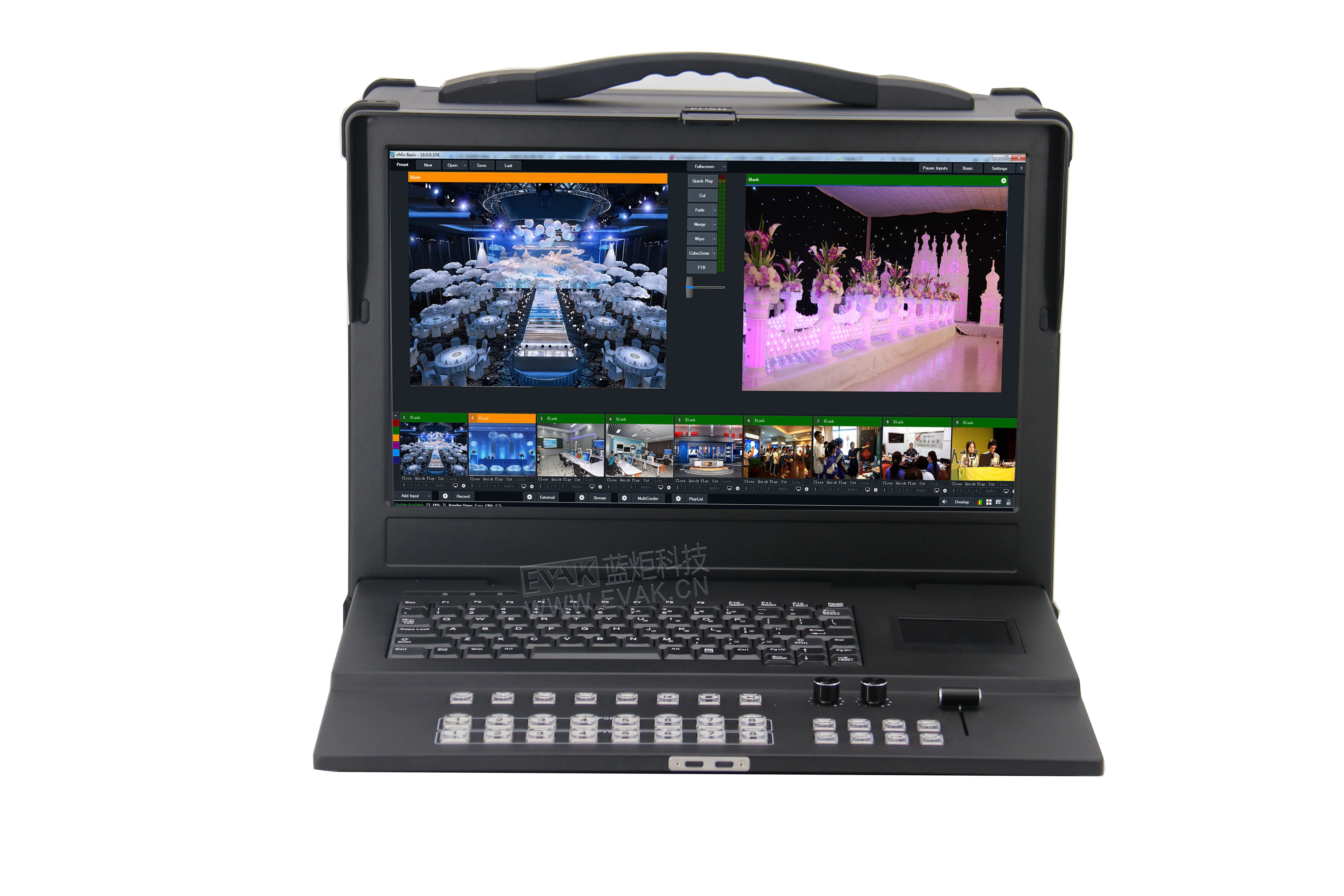 Rugged portable industrial computer with 7*pcs expansion slots for live broadcasting encoding streaming