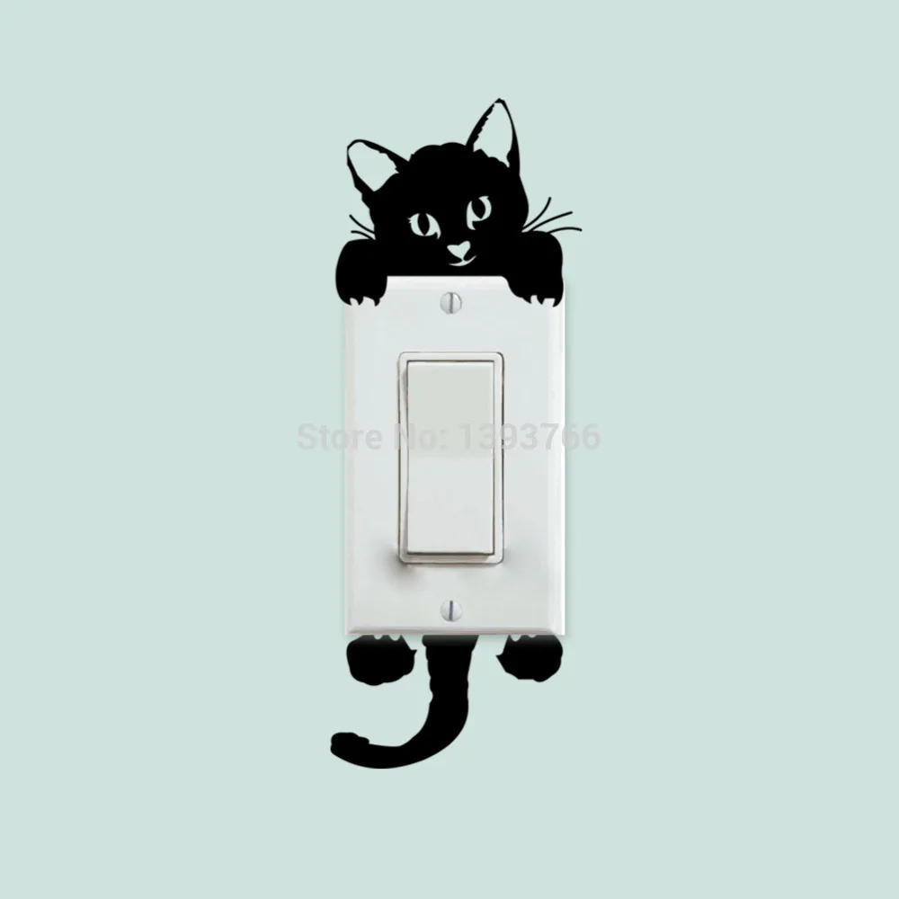 DIY Funny Cute Cat Dog Switch Stickers Wall Stickers Home Decoration Bedroom Parlor Decoration hot