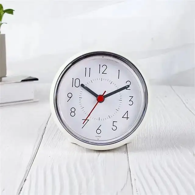 Bathroom Wall Clock Suction Fog-Proof Waterproof Mute Kitchen Bathroom Mini Desk Clock Attached to Refrigerator