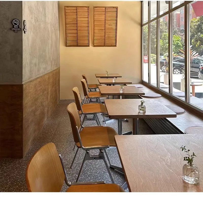 Nordic wood table and chair combination wood cream style round home designer dining table hotel Dining Room restaurant Cafe