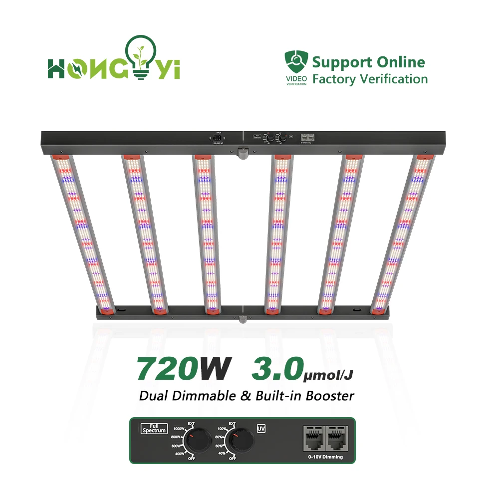 Hongyi 720W-800W-1000W-1200W с двойной ручкой управления полным спектром светодиодных ламп для выращивания растений в помещении