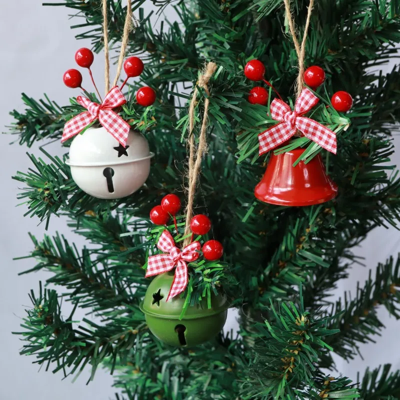 Red Hemp Rope Christmas Bell Pendant Accessory for Home Hotel Christmas Tree Decorative