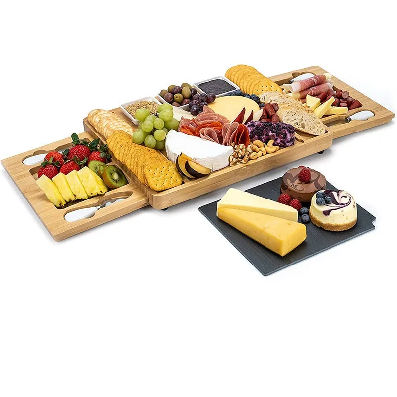 Bamboo Cheese Board With Knives Four-piece Cheese Bread Plate Cutting Board