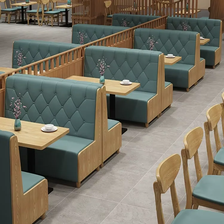 New arrival Commercial Furniture Cafe Bar Hamburger Shop KTV Club Leather Sectional Wood Couch Restaurant Sofa Booth Seating