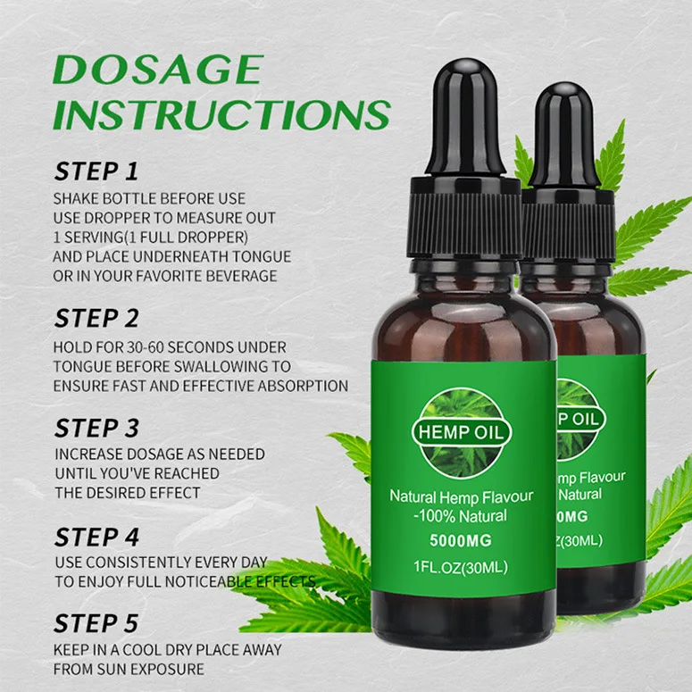 100% Natural Pain Relief Organic HEMP seed Oil for massage SPA reduce stress anxiety 30ml 5000mg