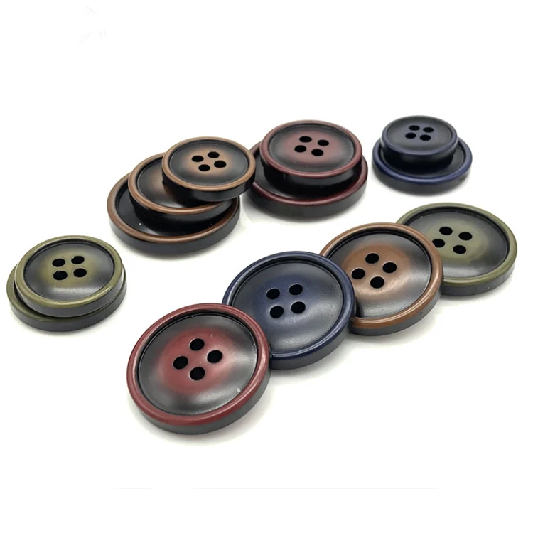Оптовая продажа круглая декоративная пуговица для одежды из полиэстера с четырьмя отверстиями