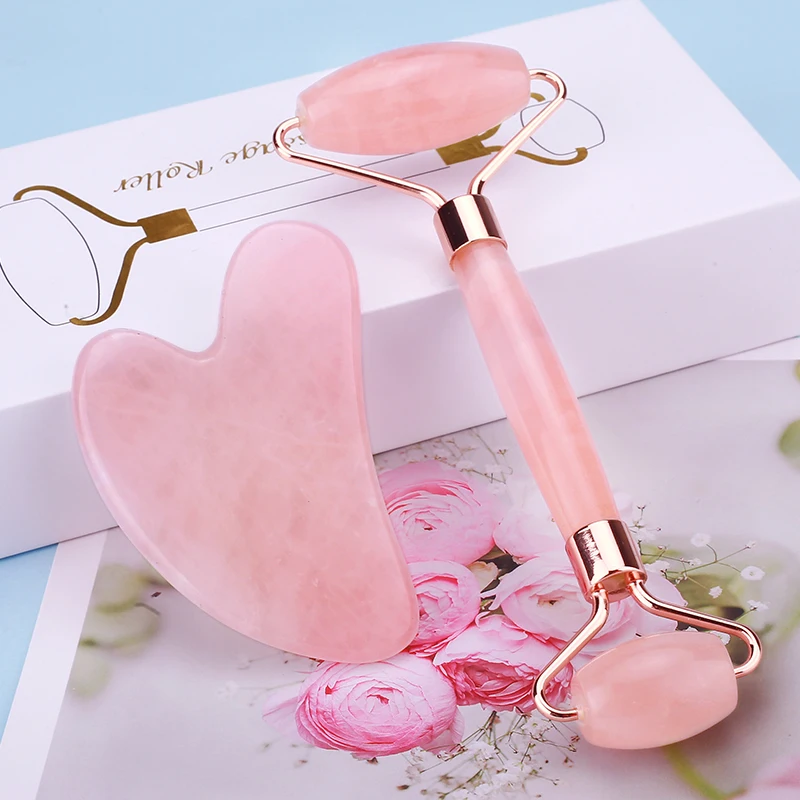 Factory Wholesale Pink Jade Roller Face Massage Tools Jade Roller Gua Sha