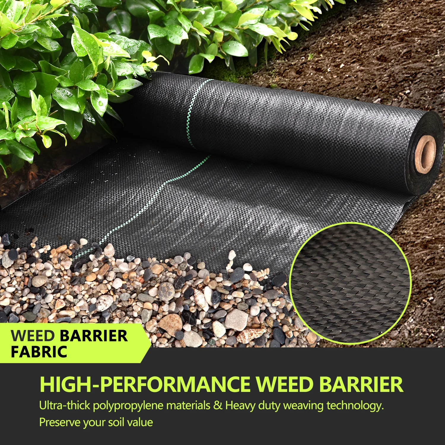 Factory wholesale 3x300FT High-density Woven Weed Barrier Landscape Fabric Heavy Duty weed barrier