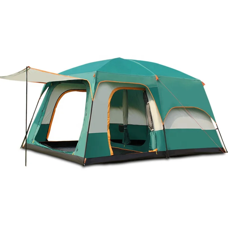 Outdoor Camping Tent,  Large Space Family Tent with 2 Rooms for 4-6 Person