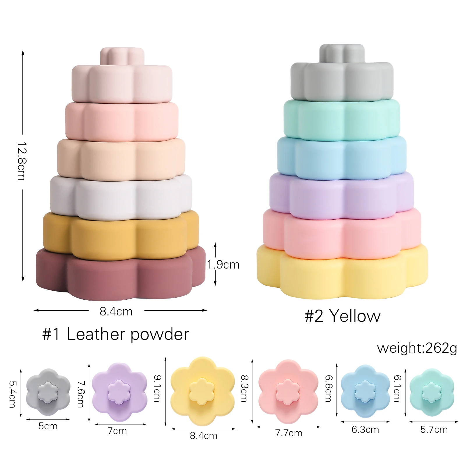 New Sale Food Grade Silicone Flower Stacker Baby Toy Early Education Toy  Color And Size Cognition  Inspire Growth And Have Fun