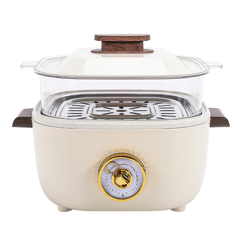 3L Electric Hot Pot Cooker Visible Steamer Glass Multi-functional Steam
