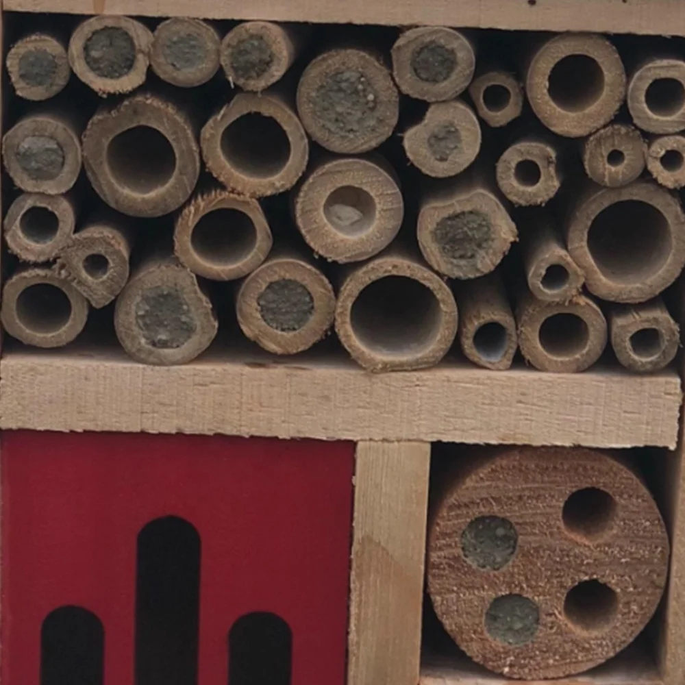 Wooden Insect Hotel with Metal Roof, Bee House with metal Roof, solitary bee hotel for garden