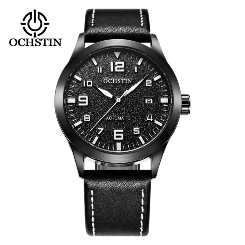 OCHSTIN 62028 по сути зеленого цвета для мальчиков механизму часы натуральная и искусственная кожа ремешок Водонепроницаемость автоматическое отображение даты минималистский