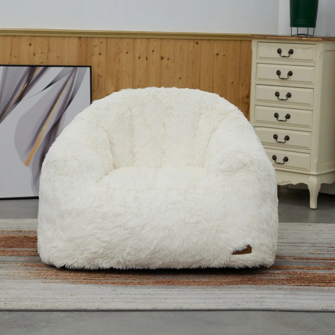 Strong Bean Bag Chair Memory Foam Filled Beanbag Armrest Living Room Sofa Super Soft Sherpa Lounge Bean Bag Sofas with Handle