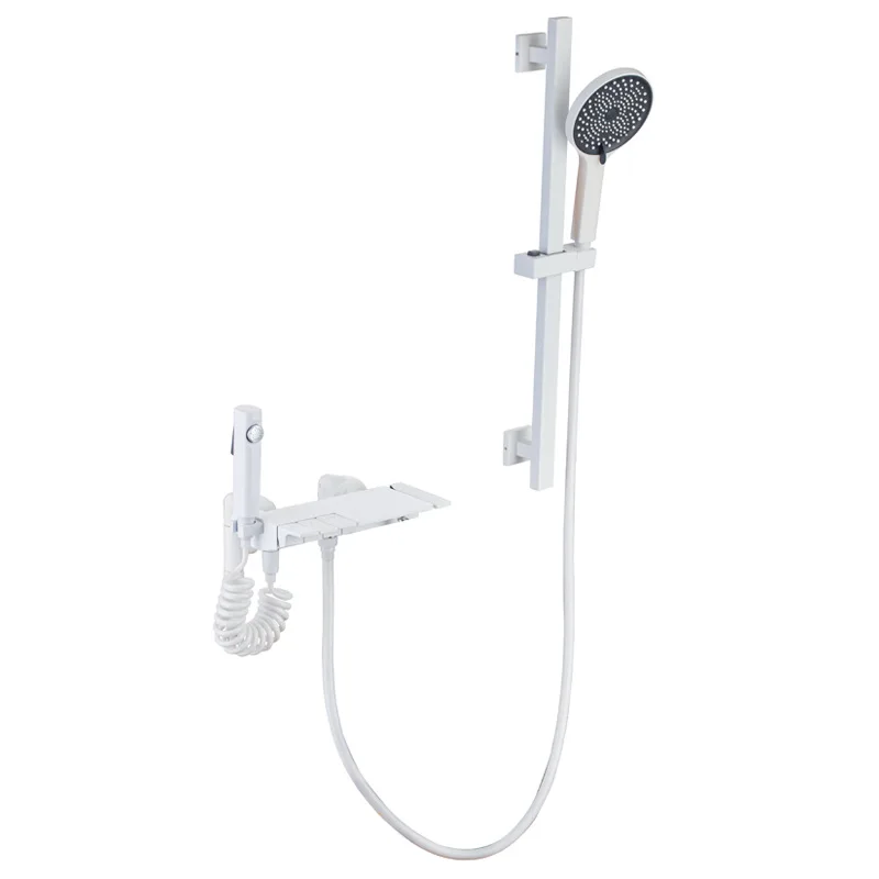 All-Brass Simple Shower Piano Keys Gun Grey Portable Bath Ceramic Valve Core Household Pressurized Hot Cold Water Brass Material