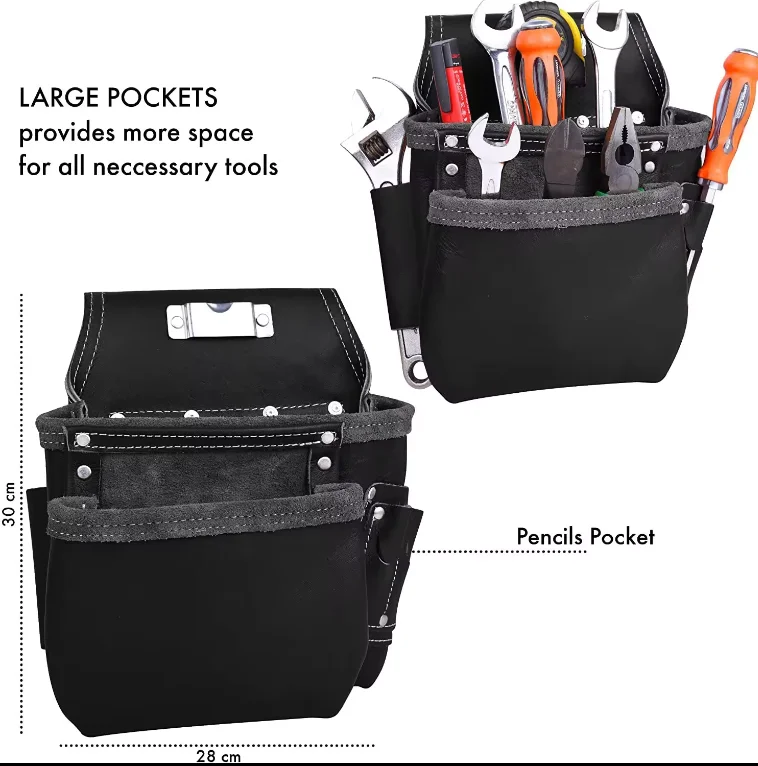 Customized Professional Carpenters Electrician Construction Work Heavy Duty Tool Kit Holder Organizer Pouch Leather Waist Belt