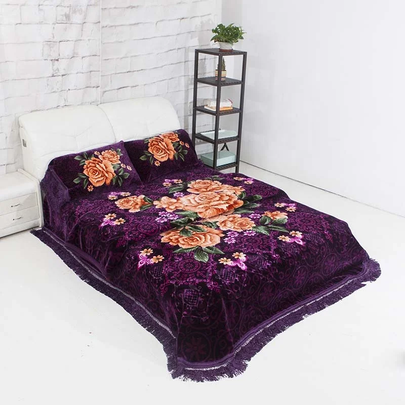 ATE New design korean style polyester Saudi arabia market 8kg one ply printed bedding set