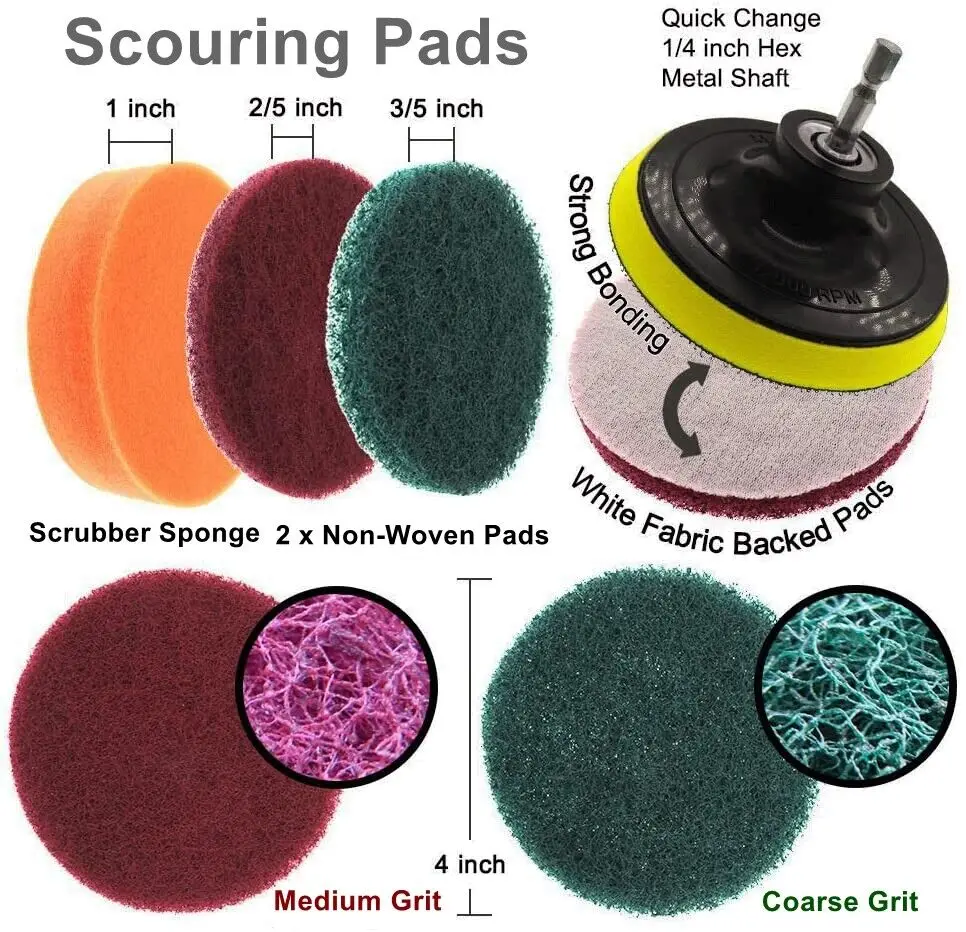 14x All Purpose Cleaning Kit Electric Drill Brush Attachment Set Power Scrubber