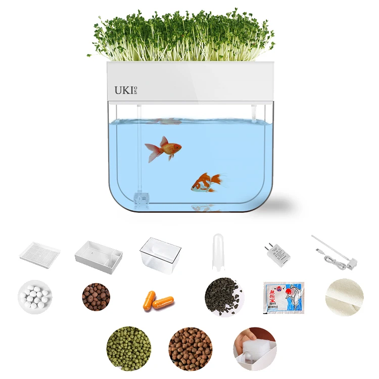 Hot Sale full set of small self circulating Mini  Acrylic Aquarium Fish Tank With Filter