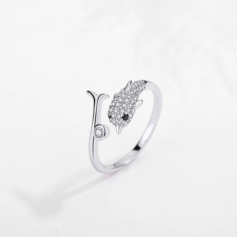 Personal customization OEM&ODM gold plated 3A zircon dolphin animal 925 silver ring fashion jewelry