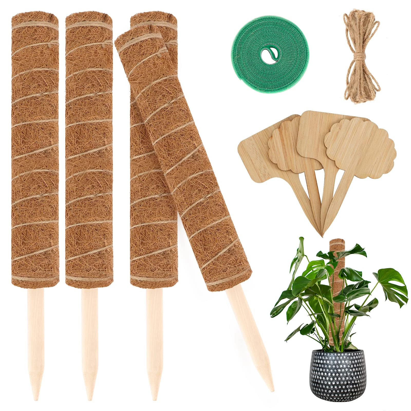 Factory Price  Coco Coir Fiber Stackable Bendable Plant Sticks Moss Pole Support Climbing For Garden Vine Plants