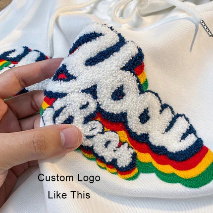 Wholesale Low MOQ OEM ODM Chenille Bear Patch Unisex Chenille Patch Custom Chenille Embroidery  Hoodie