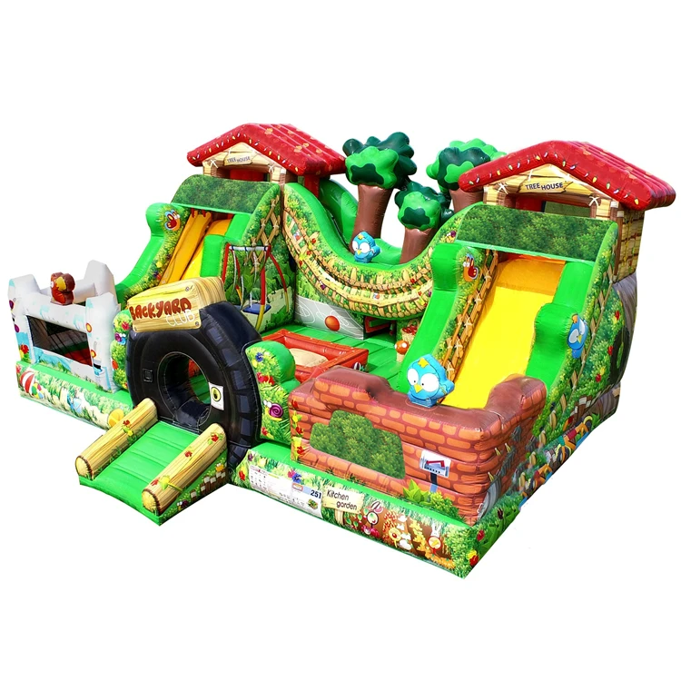
Inflatable backyard jumping bouncy trampoline with giant slide combo fun city amusement park for kids outdoor play ground 