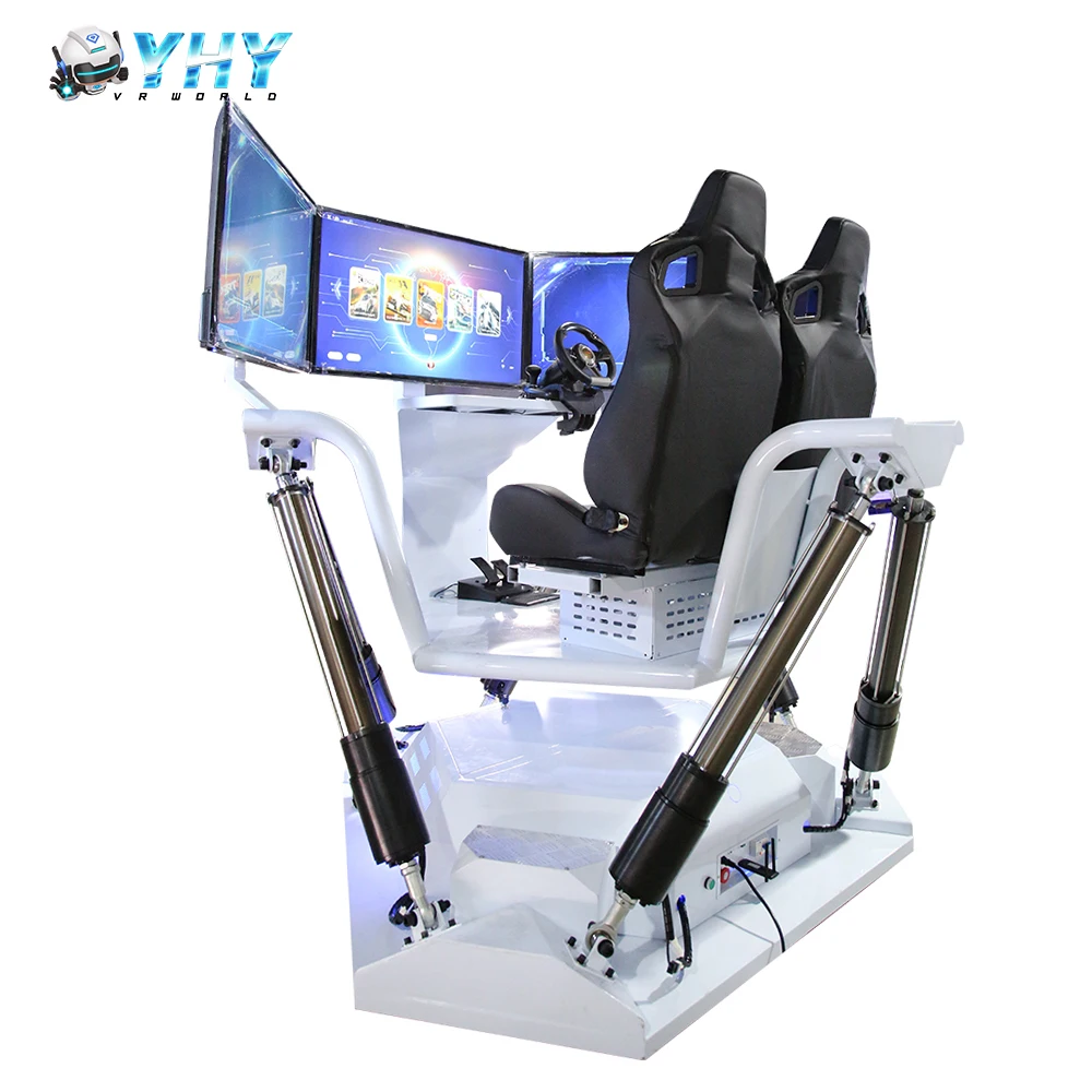 YHY 6Dof 3 Экран двух игроков движения реального рулевого колеса игровой автомат виртуальной реальности Vr автомобиль гоночный симулятор