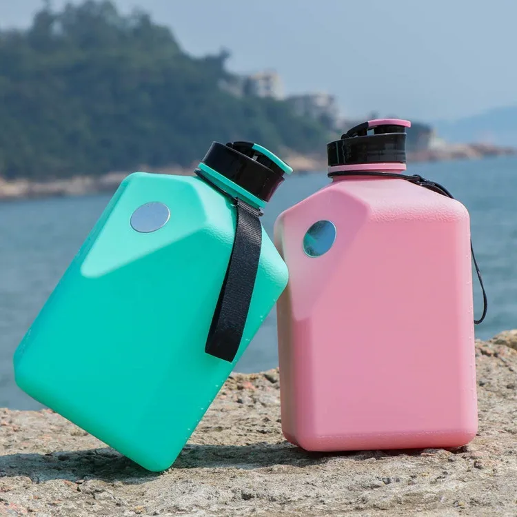 Оптовая продажа из Китая квадратные бутылки для воды объемом 2 7 л с держателем телефона высококачественные металлическим корпусом спорта