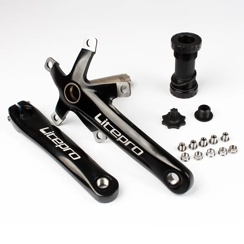 Folding Bike Crankset Disc Bicycle Disc Hollow Crank 130BCD with Bottom Bracket