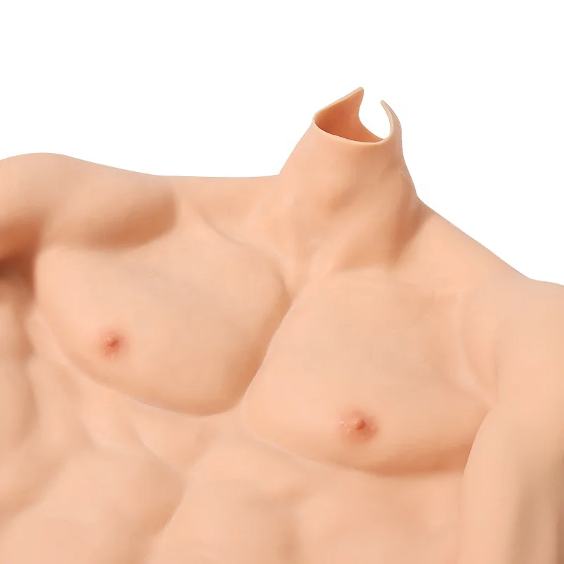 2023 Plus Size Macho Silicone Breast form Muscle Suit with arm Realistic Abdominal Muscle Fake Chest for Cosplay