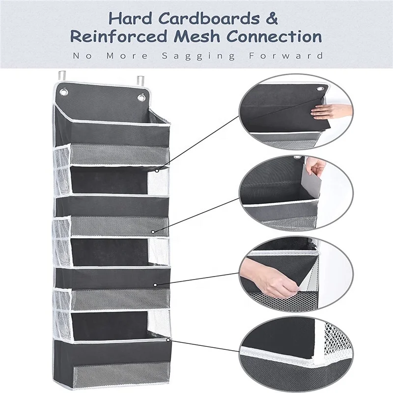 Hanging Organizers Foldable Closet Cabinet with 4 Large Pockets 6 Mesh Side Pockets with Clear Window for Bedroom Nursery