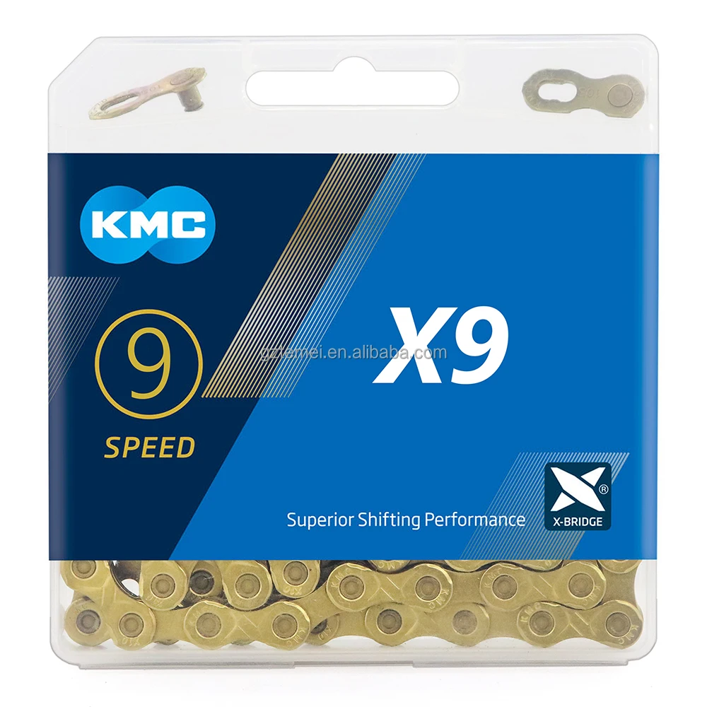 КМК X9 цепи велосипеда Ti-N золото mtb дорожный велосипед 9-скорость для SRAM/Campagnolo переключатель