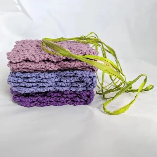 Y-F Crochet Washcloths Set Handmade 100% Cotton Natural Soft Lovely Weave Washable Dishcloths
