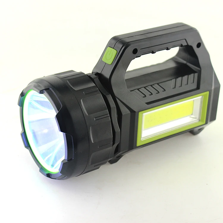 Full Plastic USB Charge Solar Charging With Power Bank Multi-functional Portable Searchlight Hand Lamp Red Warn Light