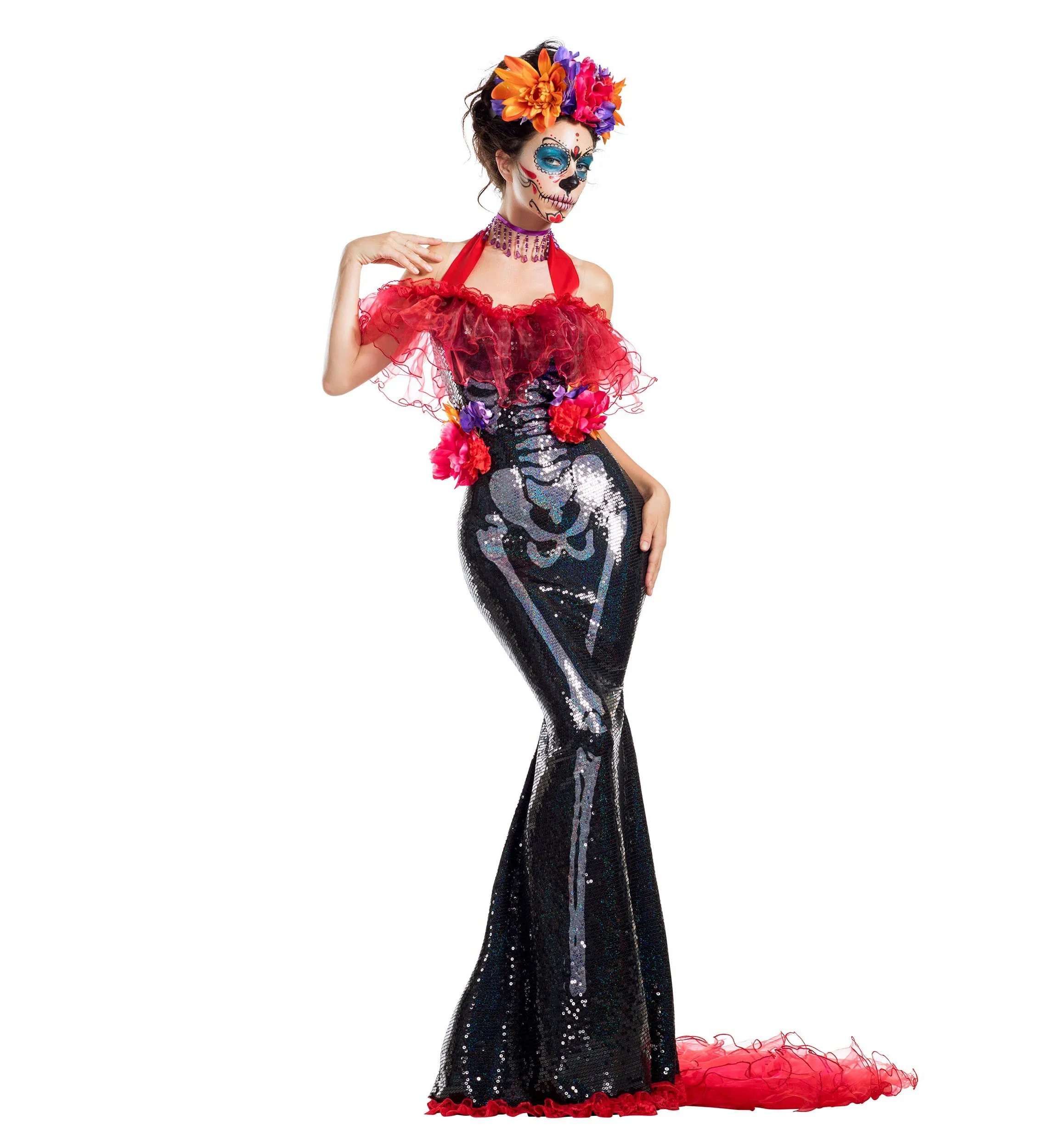 Женский гламур Muerta День мертвых костюм