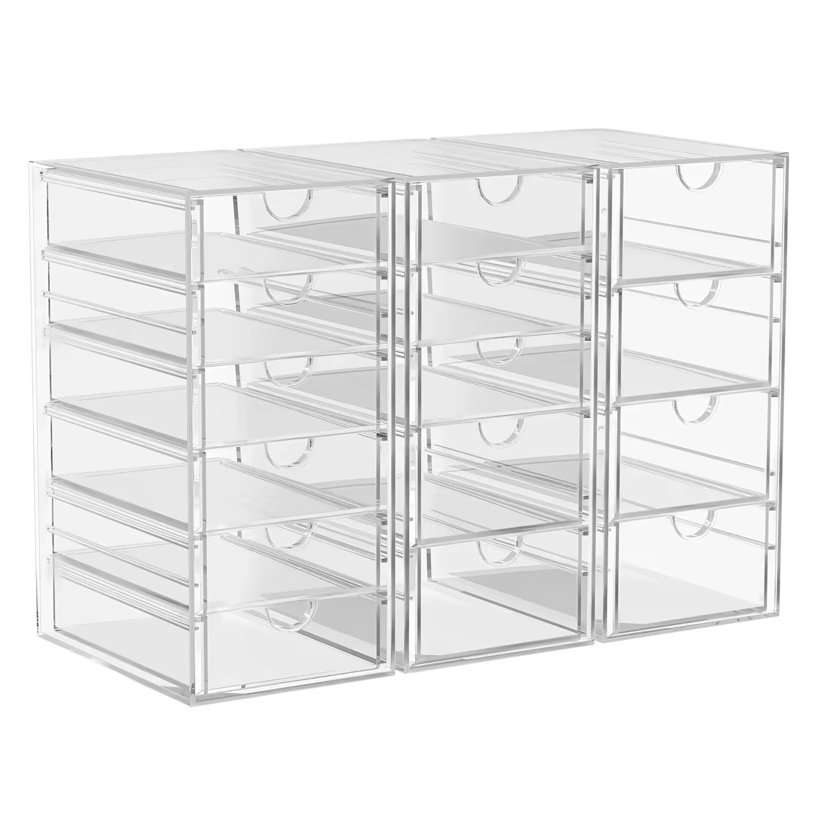 PET Modern 15-drawers Rectangle Transparent Plastic Eco-Friendly Desk Organizer Office Stationery Storage