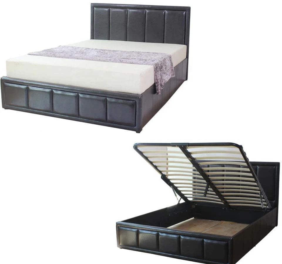 Grey fabric full bed frame with mesh soft head board and tail