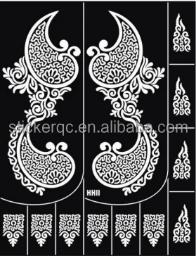Hot Selling Hand Wrist Henna Painting Stencil DIY Reusable India Henna Mehndi Tattoo Henna Stencil Templates