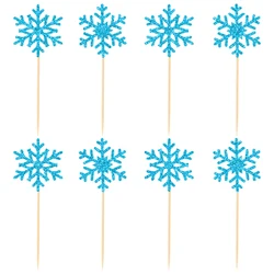 Winter theme Birthday Party Decorations Supplies 8Pack Snowflake Cupcake Toppers Baby Shower Christmas New Year Party cake favor