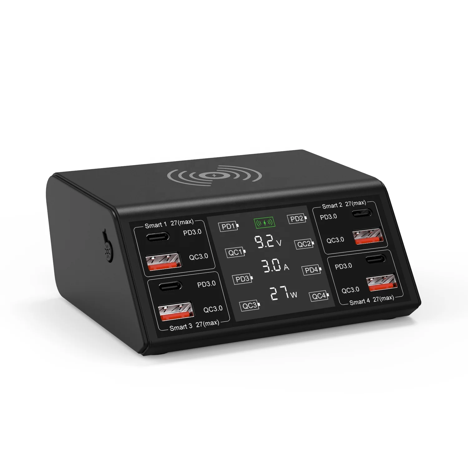 100W Универсальное зарядное устройство USB Hub PD Quick Charge 3,0 Qi Беспроводное зарядное устройство 8 портов USB быстрая зарядная станция для iPhone Samsung Huawei