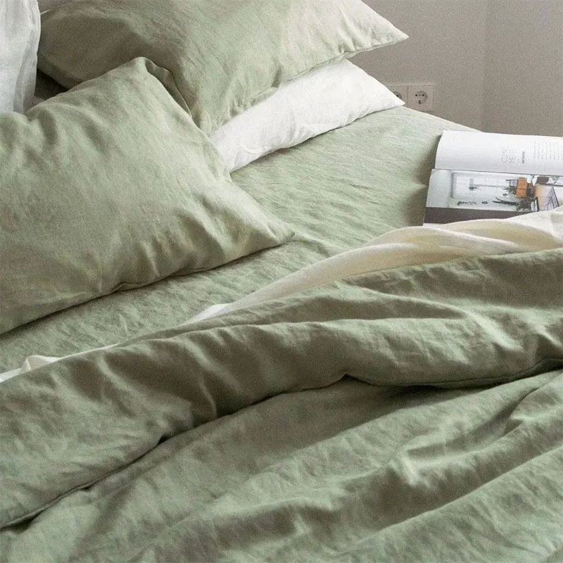 Wholesales french linen fabric bed sheets pure linen bedding sets