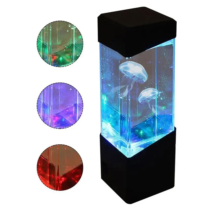Led Jellyfish Tank Night Light Color Changing Table Lamp Aquarium Electric Mood Lava Lamp night lights For Kids Children Gift