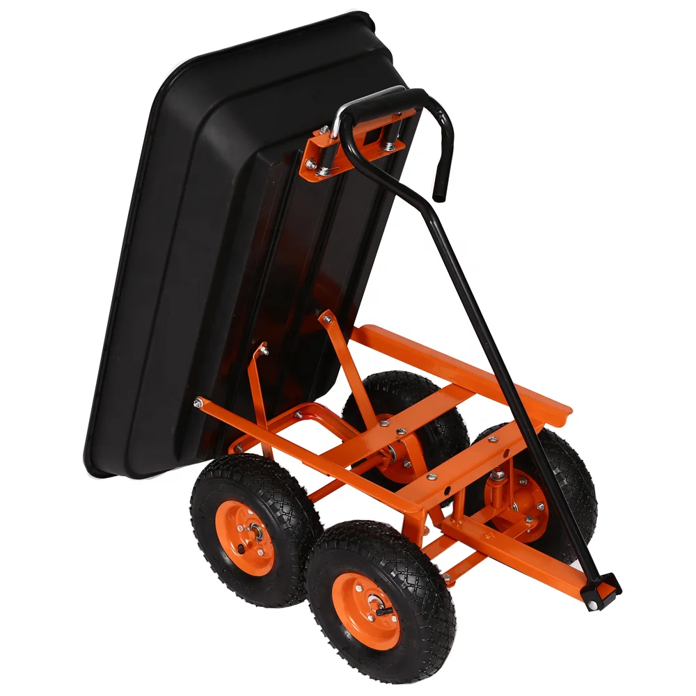 KINDE Garden Dump Cart  75L Multi purpose Tipping Cart with Pneumatic Wheels