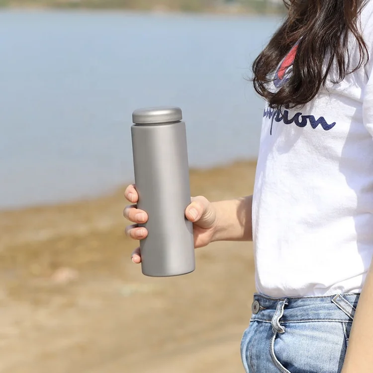 New portable hot water titanium cup 300/400/600ml outdoor water bottle with full sandblasted pure
