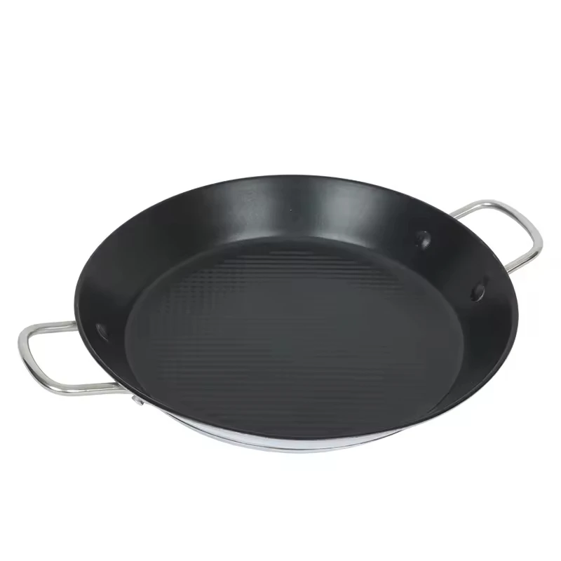 Non Stick Stainless Steel Paella Pan with Wire Handles Sandwich Bottom 2 Servings