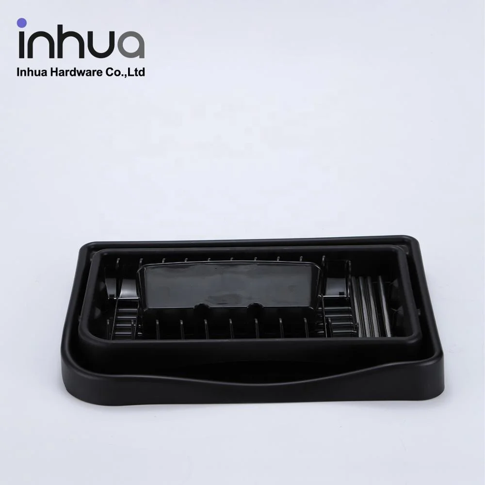 
Excellent quality low price 2 tier dish drying rack chrome plated storage rack kitchen utensil rack black plastic 